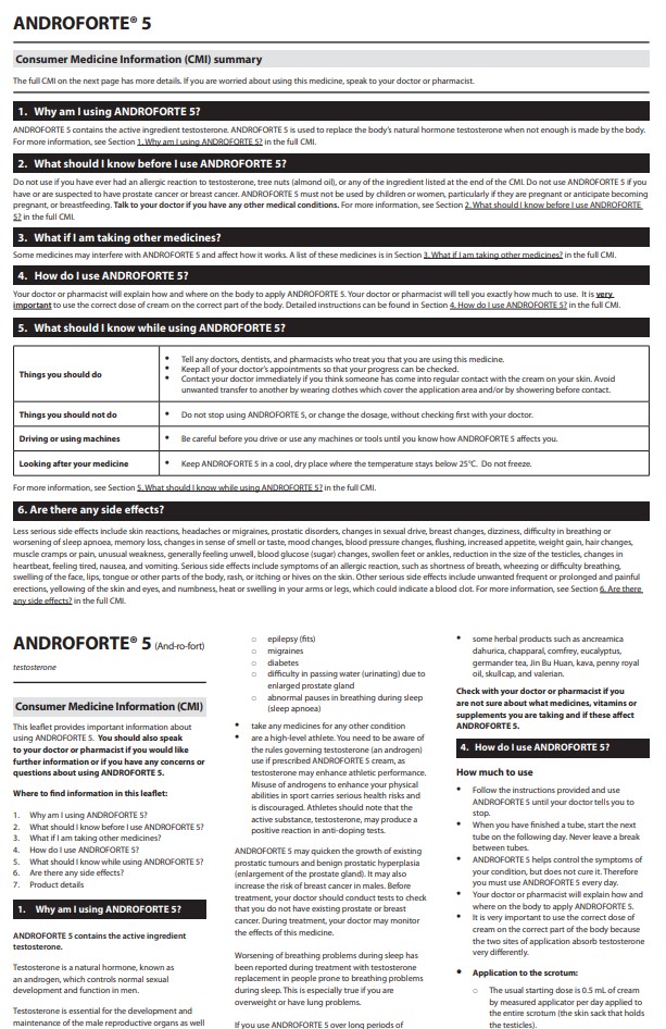 AndroForte 5 Consumer Medicine Information