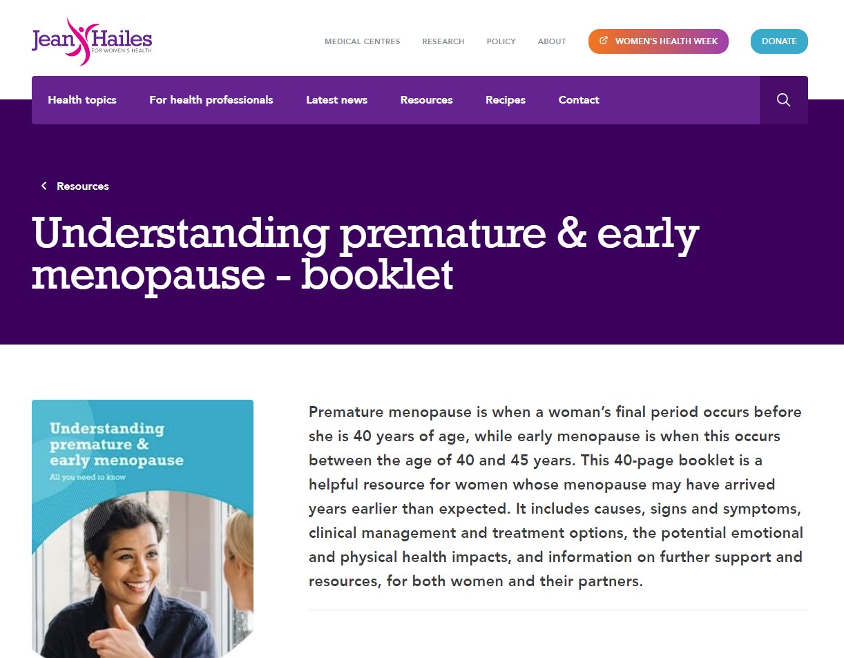 Jean Hailes - Understanding premature & early menopause thumbnail
