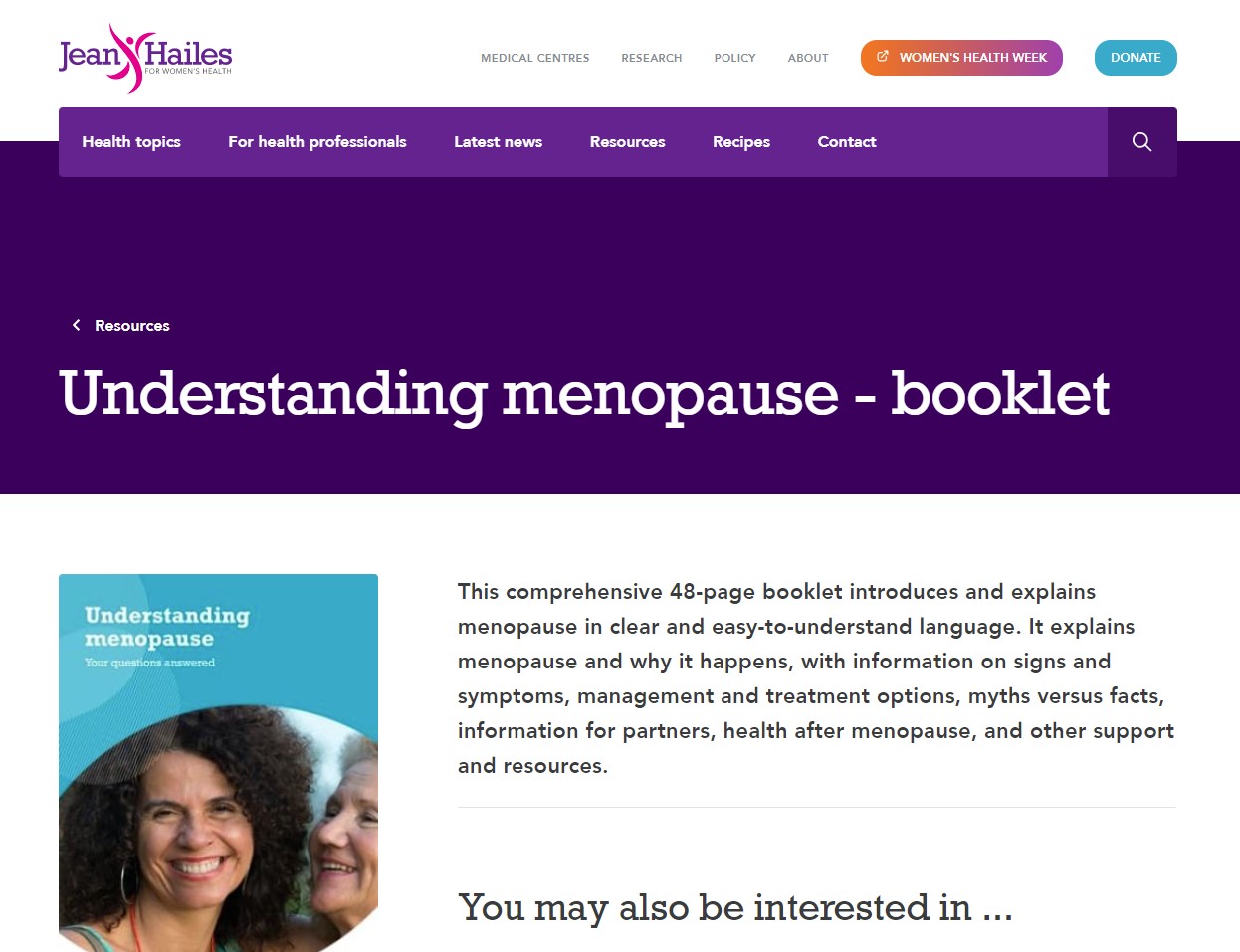Jean Hailes - Understanding menopause thumbnail