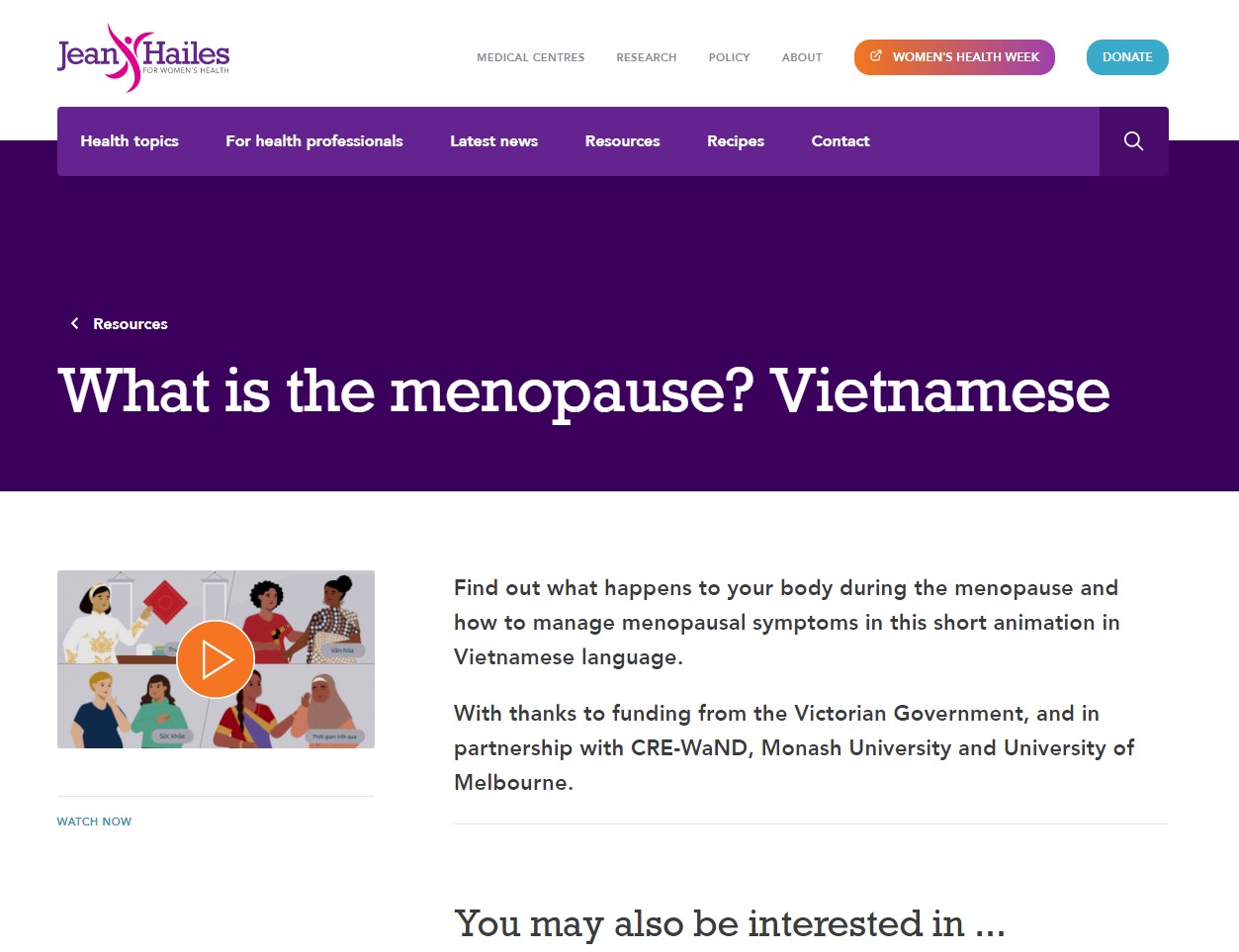 Jean Hailes - What is the menopause? (Vietnamese) thumbnail