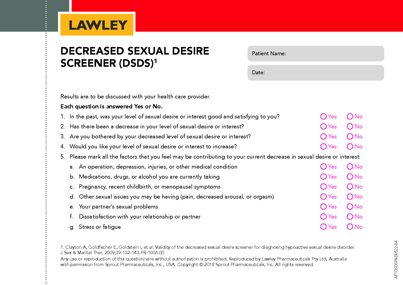 Did you know there is an initial screening tool to assist in the assessment of Hypoactive Sexual Desire Dysfunction (HSDD)? thumbnail