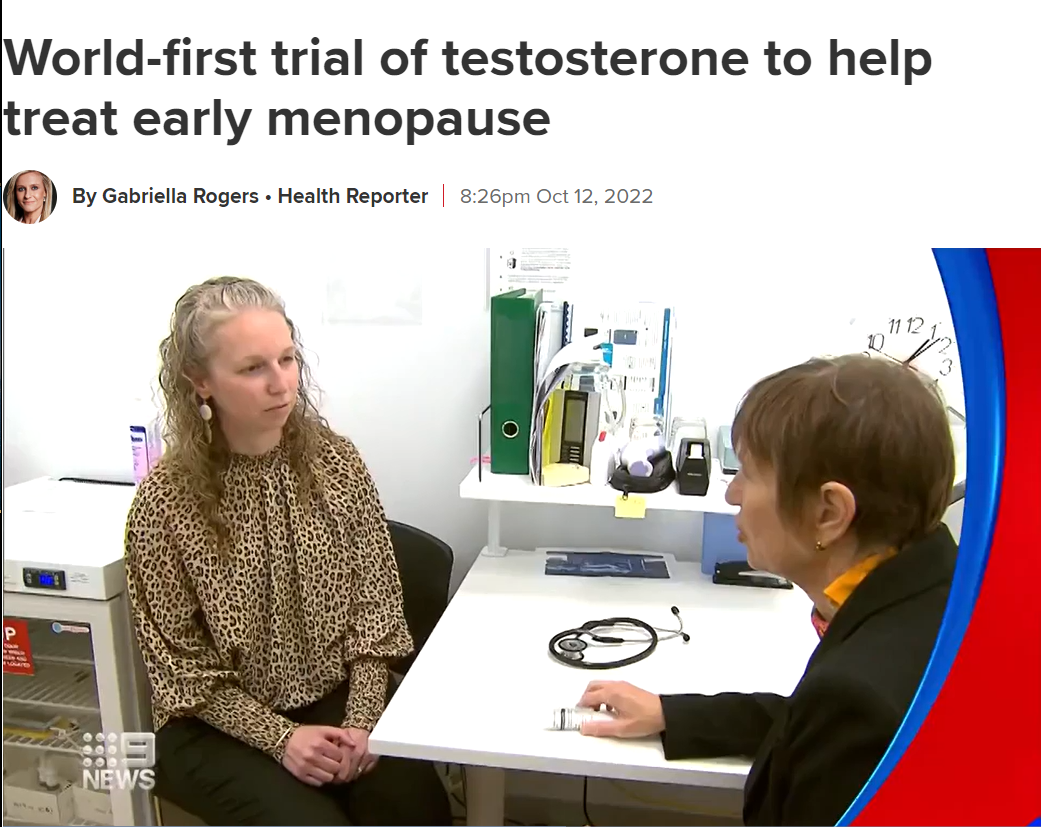 9 News: World-first trial of testosterone to help treat early menopause. thumbnail
