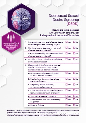 Decreased Sexual Desire Screener (hardcopy pads available on request)