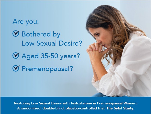 RECRUITING NOW: Testosterone for Low Sexual Desire in Premenopausal Women: The Sybil Study thumbnail